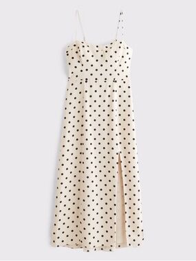 Like new - A&F Camille Midi Dress size MP in vanilla dot